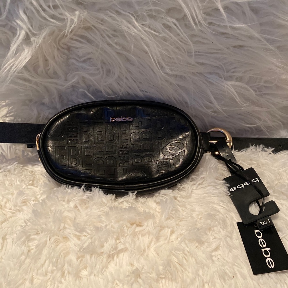 BEBE Black Leather and Side Purse